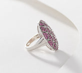 Affinity Gems Precious Ruby Oval Shield Cocktail Ring, Sterling, Size 6